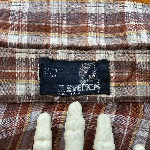 💀 SOLD 💀 Vintage 70s Cropped Boxy Plaid Semi-Sheer Western by Maverick ~ Size M - Picture 8 of 9